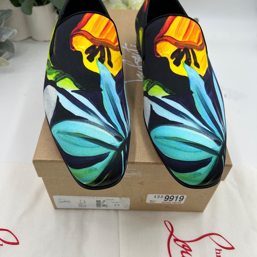 Men’s Christian Louboutin Dandy Chick satin loafers floral size 43 - Picture 4 of 9